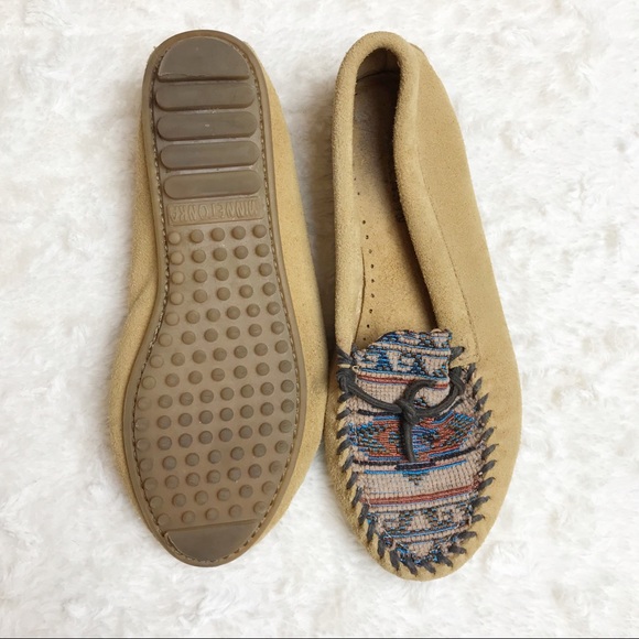 MINNETONKA Aztec Boho Leather Loafer Moccasins - Picture 6 of 7